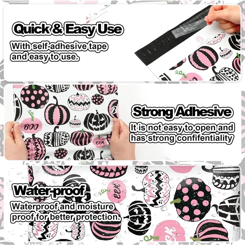 10 Count - 10x13 Polymailers (5/PINK PUMPKINS) + 5/ORANGE PUMPKINS)